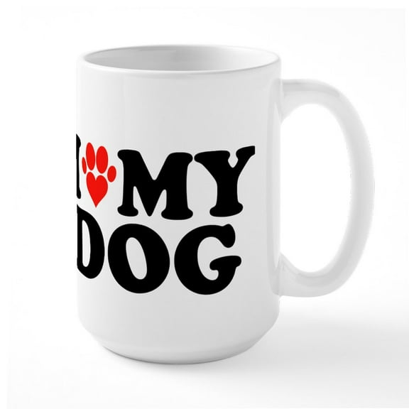 CafePress - I Heart My Dog Large Mug - 15 oz Ceramic Large White Novelty Mug