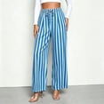 thumbnail image 5 of IMENGL Wide Leg Pants for Women Loose Summer Striped Straight Elastic Waist Trousers Soft Women's Casual Cropped Pant,M-XXL, 5 of 7