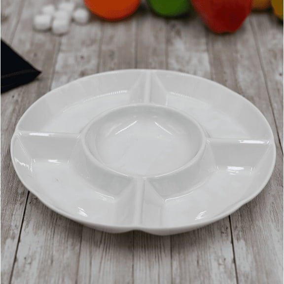 WILMAX FINE PORCELAIN SET OF 4 DIVIDED ROUND DISHES 10" | 25.5 CM WL-992019/A