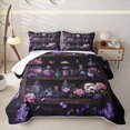 thumbnail image 2 of Homewish Magic Witchy Skull Shelf Bed Spread Queen for Women, Purple Rose Gothic Print Queen Coverlet Set, 3pcs, 2 of 7