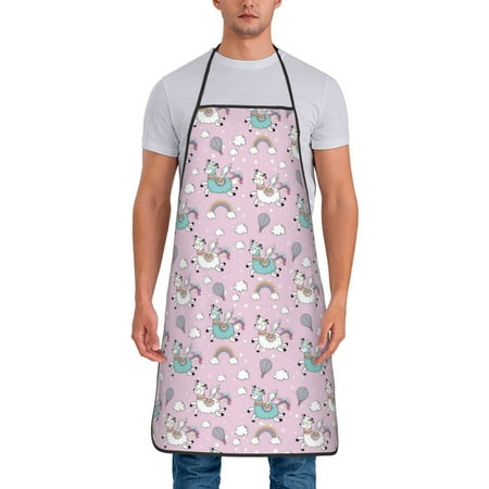 

Lukts Llama Unicorn and Rainbow Print Unisex Tie-Up Aprons Bibs for Chef Kitchen Grill Beverage Shop