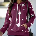 thumbnail image 4 of Womens Star Print Hoodies Pocket Long Sleeve Sweatshirts Streetwear Casual Loose Drawstring Hooded Ladies Pullover, 4 of 6