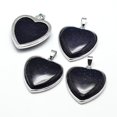 thumbnail image 2 of 10 pc Heart Platinum Plated Brass Natural Mixed Stone Pendants Cadmium Free Lead Free 36x31x7mm Hole: 4x8mm, 2 of 2