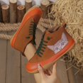 thumbnail image 4 of Women's High-Top Lace-Up Sneakers, Round Toe Flat Casual Shoes with Cat Design, 4 of 5
