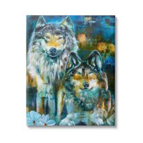 Stupell Industries Abstract Wolf Pair Animals & Insects Painting Gallery Wrapped Canvas Art Print Wall Art, 24 x 30