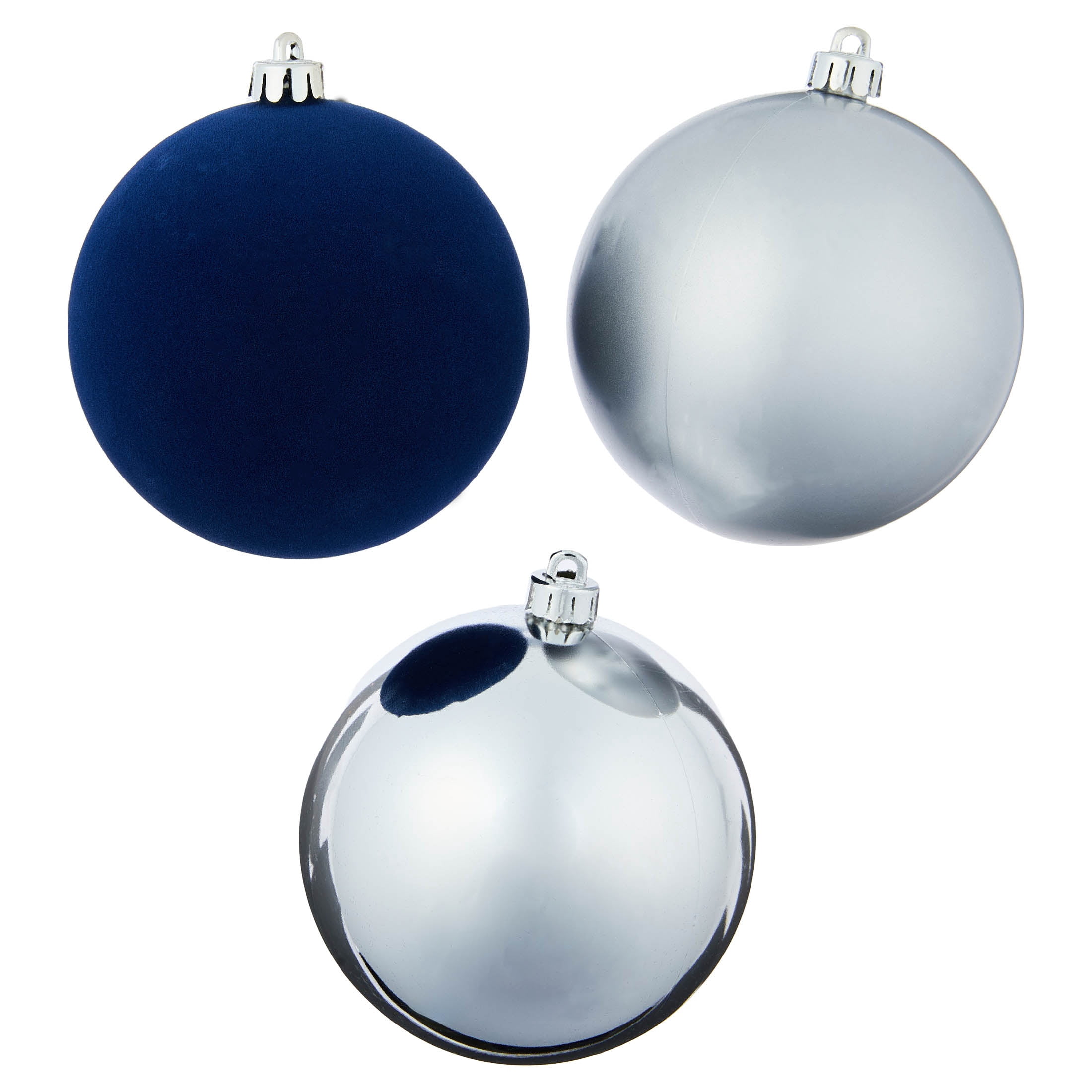 8-Count Navy and Silver Ball Shatterproof Christmas Ornaments, 4.5", by Holiday Time
