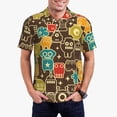 thumbnail image 3 of Balery Robot and Monsters Printed Men’s Short Sleeve Polo Shirt, Midweight Men's Shirt,Golf Polo shirts -Small, 3 of 9