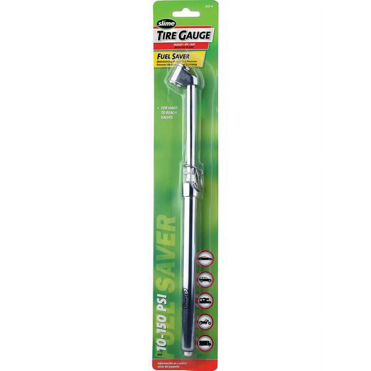 (2 pack) Slime 10-150 Psi Dual Head Truck and SUV Pencil Tire Gauge Silver 14" for Multiple Vehicles - 2021a