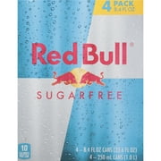 Red Bull Sugarfree Energy Drink, 80mg Caffeine, 8.4 fl. oz., Pack of 4 Cans