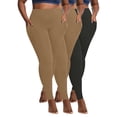 thumbnail image 2 of CFLVAEK 3 Pack Fleece Lined Leggings for Women Plus Size High Waist Yoga Pants Quick Dry Thermal Winter Legging Tights with Pockets （Khaki+Khaki+Dark Gray） XXXL, 2 of 9