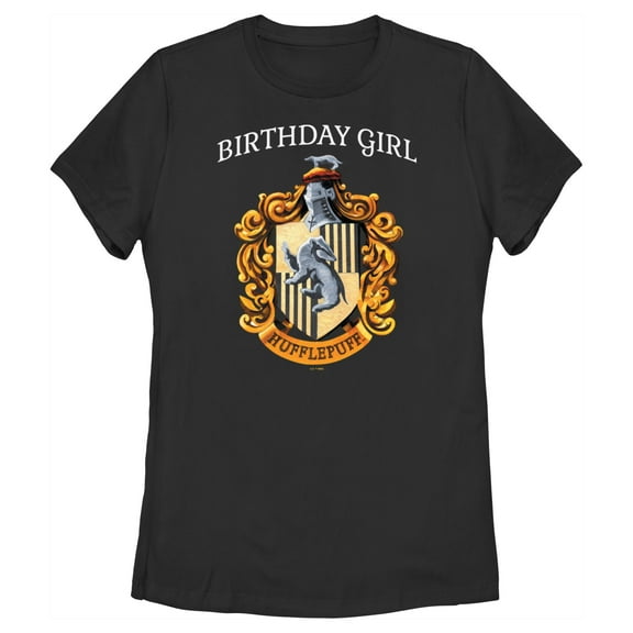 Women's Harry Potter Hufflepuff Birthday Girl  Graphic Tee Black X Large