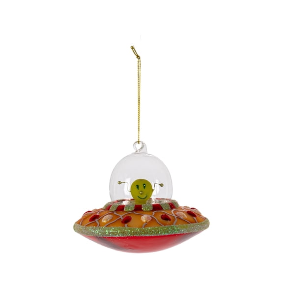 Christmas By Krebs Blown Glass Collectible Tree Ornaments (4.5" Orange UFO)