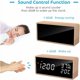 thumbnail image 4 of Reloj despertador electrónico, reloj despertador digital de madera con 3 configuraciones de alarma, reloj digital alimentado por USB con pantalla LED de tiempo, temperatura y humedad, 4 of 5