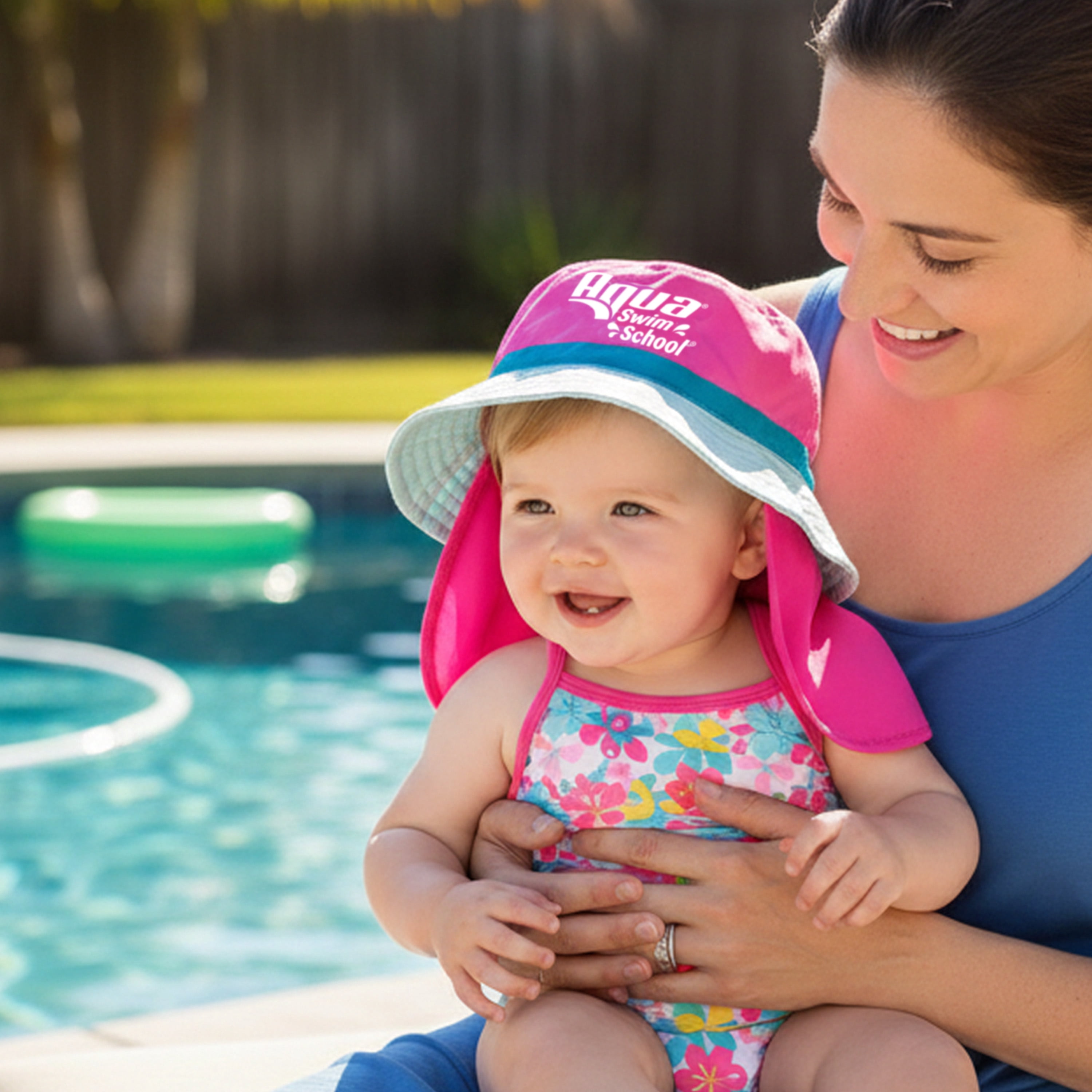 Aqua SwimSchool Sunshade Legionnaire Bucket Hat with Sun Shield for Infants, Pink