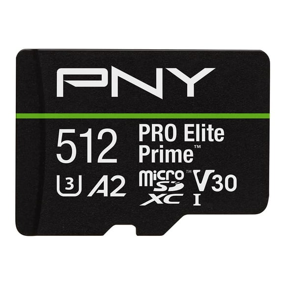 PNY 512GB PRO Elite Prime&acirc;&#132;&cent; C10 U3 V30 A2 microSDXC Flash Memory Card &acirc;&#128;&#147; Ultra-Fast Speeds, Read 200MB/s, Write 150MB/s, 4K UHD, F