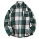 thumbnail image 2 of Blusa y camisa de manga larga con cuello vuelto para hombre, blusa informal a cuadros a la moda con botones y cuello vuelto, blusa de poliéster para hombre, 2 of 4