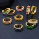 thumbnail image 4 of Anillos de circón cúbico chapados en oro para mujer, acero inoxidable abierto, anillo de dedo de cristal de lujo verde, joyería Bohemia, regalo de fiesta de boda, 4 of 4