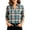 02-Green, variant on cocolona 3/4 Sleeve Plaid Blouses Collar Dressy Casual Shirts Daily Fashion Loose Fit Tops
