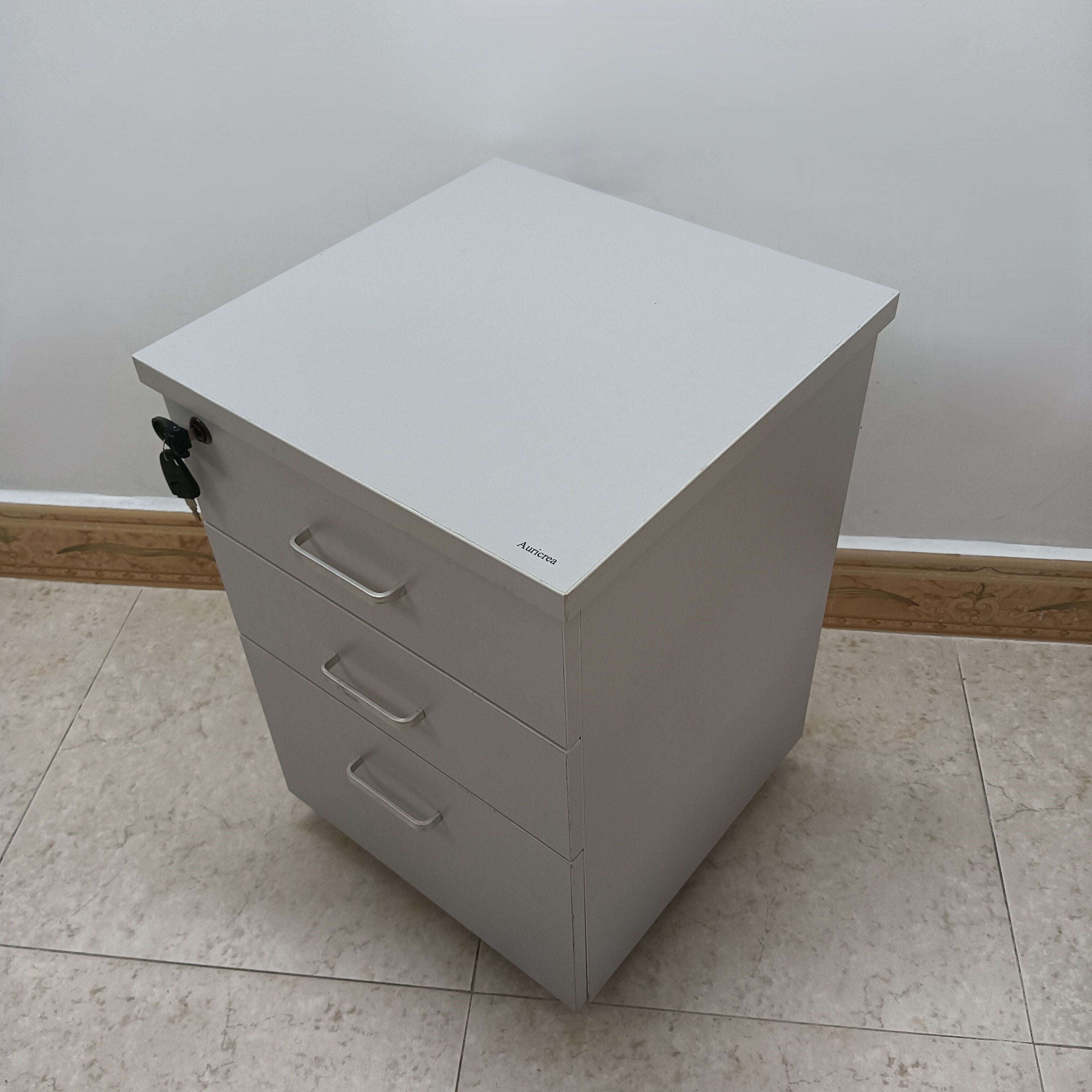 Auricrea Lockers 3-Drawer File Cabinet with Lock for Office/Home, White