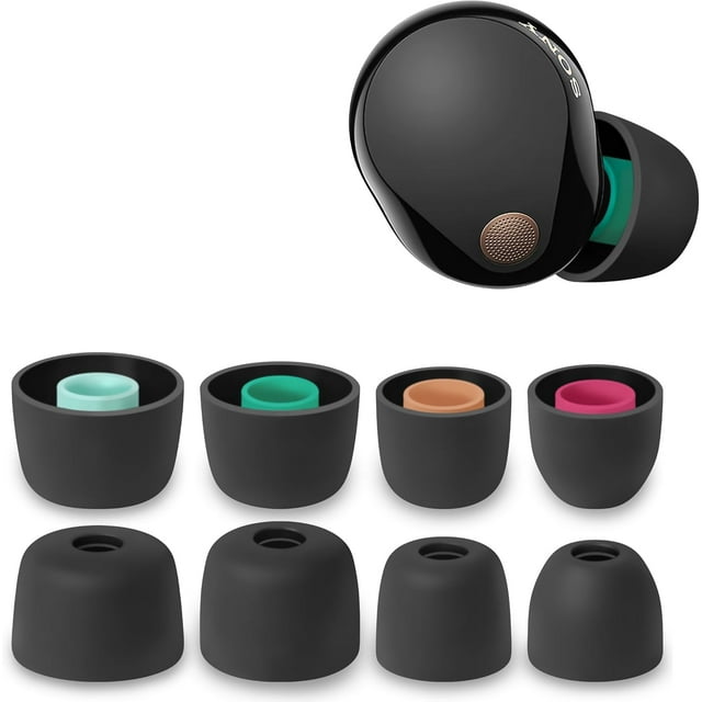 Silicone Ear Tips for Sony WF-1000XM5, Replacement Eartips Earbuds Earpads (Black,SS/S/M/L)