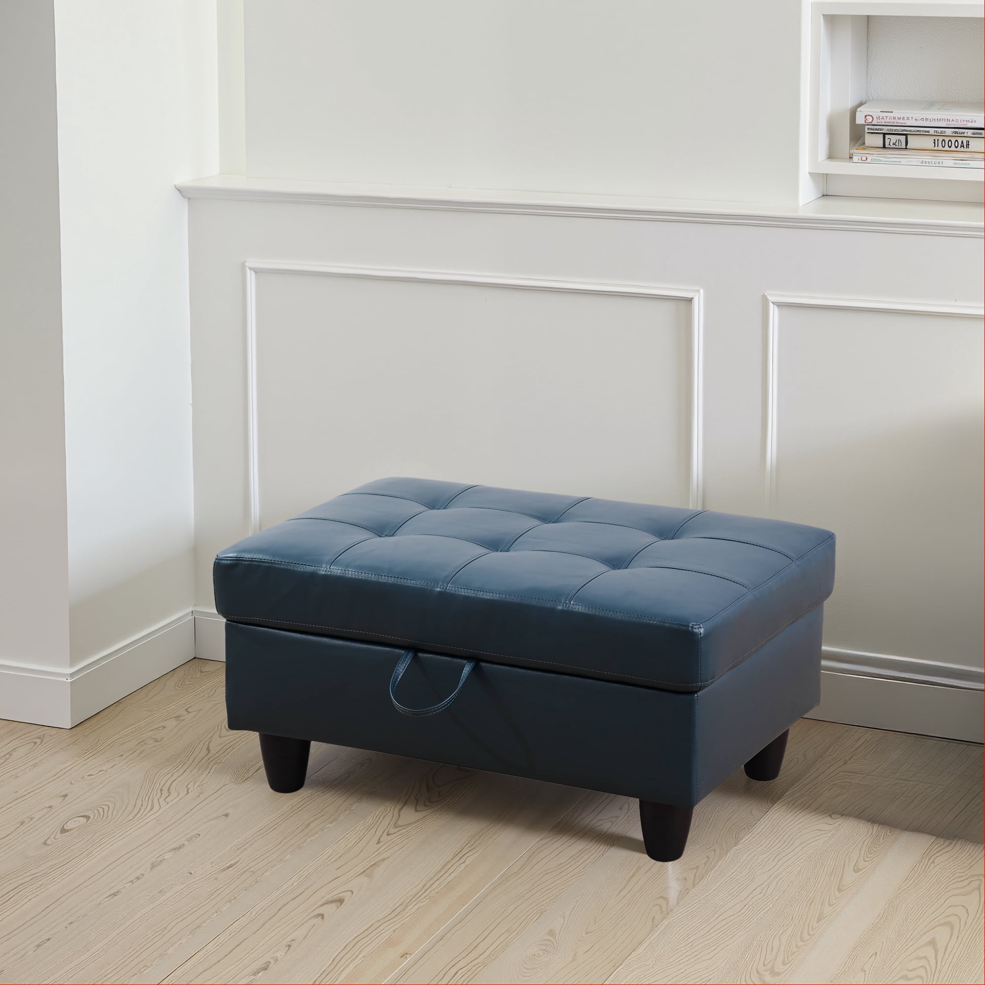 MAYEERTY 103.5" Semi PU Synthetic Leather Modern 3-Piece Sectional Couch with High-Density Foam Living Room Sofa Set，Peacock Blue
