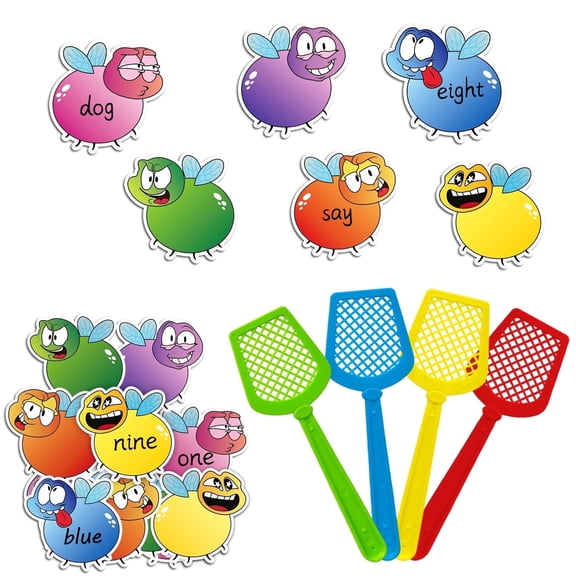 HOOJOJO Sight Word Fly Swatter Game,Educational Flash Card Set for Kids, Alphabet & Number Learning Toy for Preschool & Home, Ages 3 