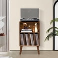 thumbnail image 4 of Joaxswe Record Player Stand with Vinyl Storage, Brown Record Storage Cabinet Holds up to 160 Albums , Mid-Century Turntable Stand for Living Room, 4 of 8