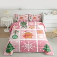 thumbnail image 3 of Manfei Merry Xmas Bedding Comforter Set,Lovely Gingerbread Man Twin Comforter Sets,Pink Green Bedding Set For Girls,Luxury Bedroom Decor Reversible,2-Piece, 3 of 9