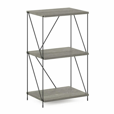 Furinno Besi 3-Tier Industrial Multipurpose Shelf Display Rack with Metal Frame, Walnut Cove