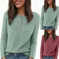 thumbnail image 2 of Towmus Fall Sweaters for Women Solid Color Long Sleeve Blouse Pullover Button Knitted Warm Tunic Tops Sweater, 2 of 7