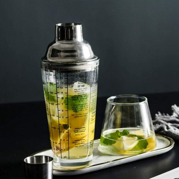 Shaker à cocktail 400 ml en verre à mélanger mesuré et shaker en