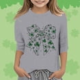 thumbnail image 2 of LUOGENLI T-Shirt pour Filles T-Shirt Graphique de la Saint-Patrick à la Mode Polyvalent Col Rond Manches 3/4 T-Shirt Décontracté Haut pour Filles Tendance Printemps Gris 7-8 Ans, 2 of 4
