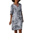 thumbnail image 1 of QIPOPIQ Robes pour Femmes Taille Empire à Volants Manches Courtes Col en V Confortable Tendance Décontractée Robe d'Été Imprimée Mi-Manches 2023 Offres, 1 of 5