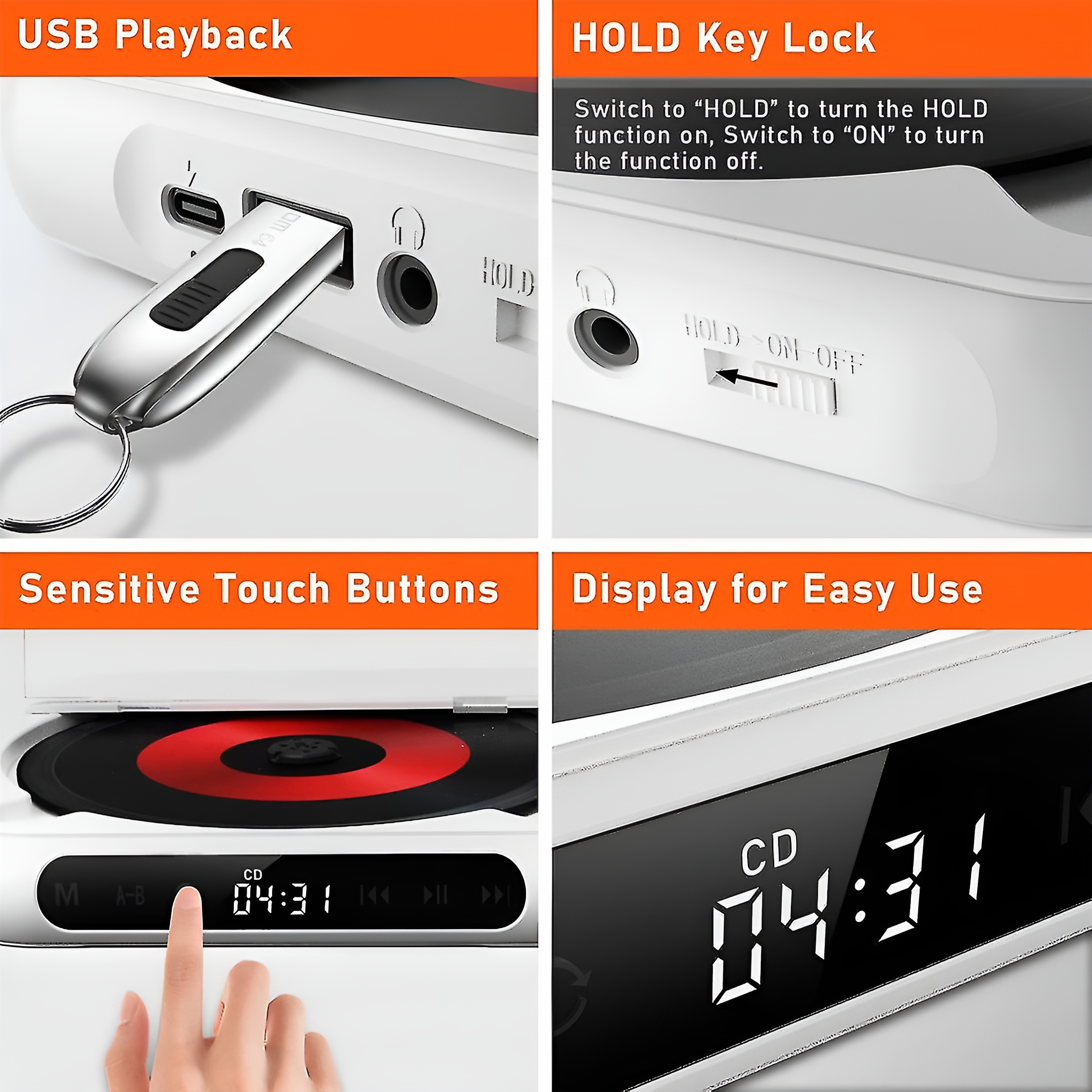 GJX 2026 New Portable Cd Player Bluetooth Speaker,Led Screen,Stereo Player,Wall Mountable Cd Music Player for Home Listening,Music Rooms,Wall-Mounted Audio,Personal Entertainment.