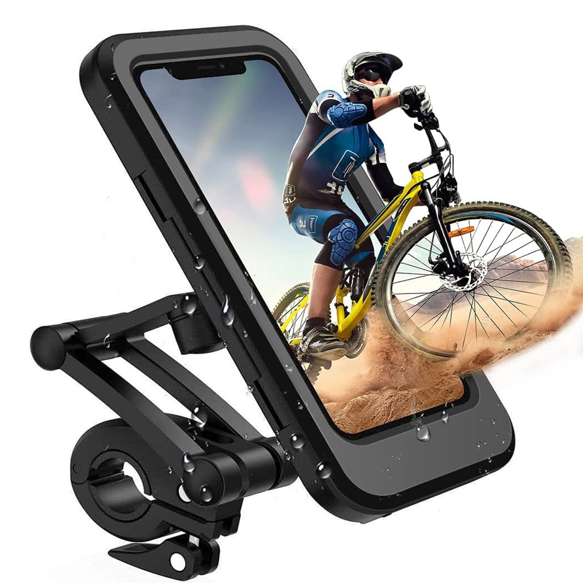 EEEkit Waterproof Bike Phone Holder, 360° Rotatable Motorcycle Bicycle Handlebar Mount with Touch Screen Case, Fits Phones up to 6.7"