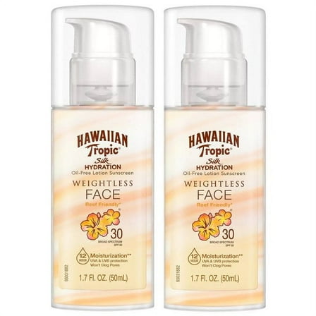 Hawaiian Tropic Weightless Face SPF 30 Sunscreen Lotion (1.7 fl. oz., 2pk)