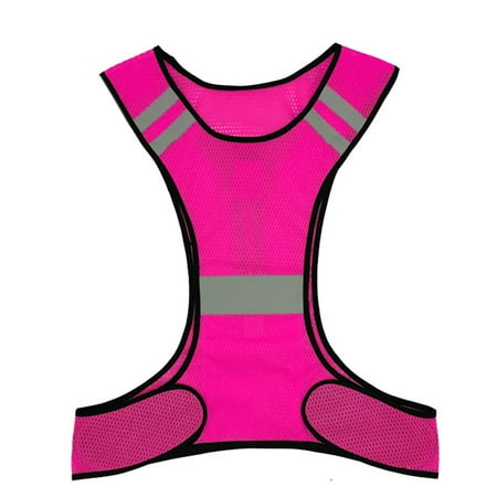 

Reflective Safety Running Vest Multi Adjustable Vest Night Running Outdoor Reflective Clothing Pink Without Light