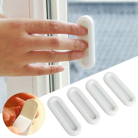 

4 Pack Instant Cabinet Drawer Handle Auxiliary Kitchen Cabinet Door Window Handle Sticker Self Adhesive Handle White