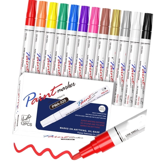 12Pack Professional Oil Based Fine Line Drawing Pen Fine Tip Permanent Paint Markers For Precisions Art And Decorative