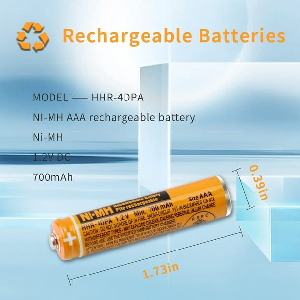 6 piles rechargeables HHR-4DPA NI-MH AAA, batterie 12 V 700 mAh pour  téléphone sans fil Panasonic 