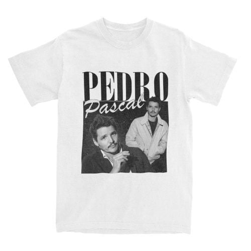 Trconk Magliette Pedro Pascal La Moda Personaggi Magliette Maniche Corte Uomo Donna Cotone Casual Camicie Top Oversize Vintage Streetwear-Black|XXS