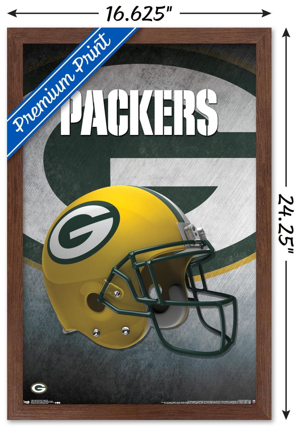 NFL Green Bay Packers - Helmet 16 Wall Poster, 22.375" x 34" Framed