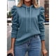 thumbnail image 5 of Sudadera con Capucha de Larga Abullonada y Cordón Ajustable para Mujer, Estilo Informal, para Otoño e Invierno Azul Pavo Real XXL, 5 of 8