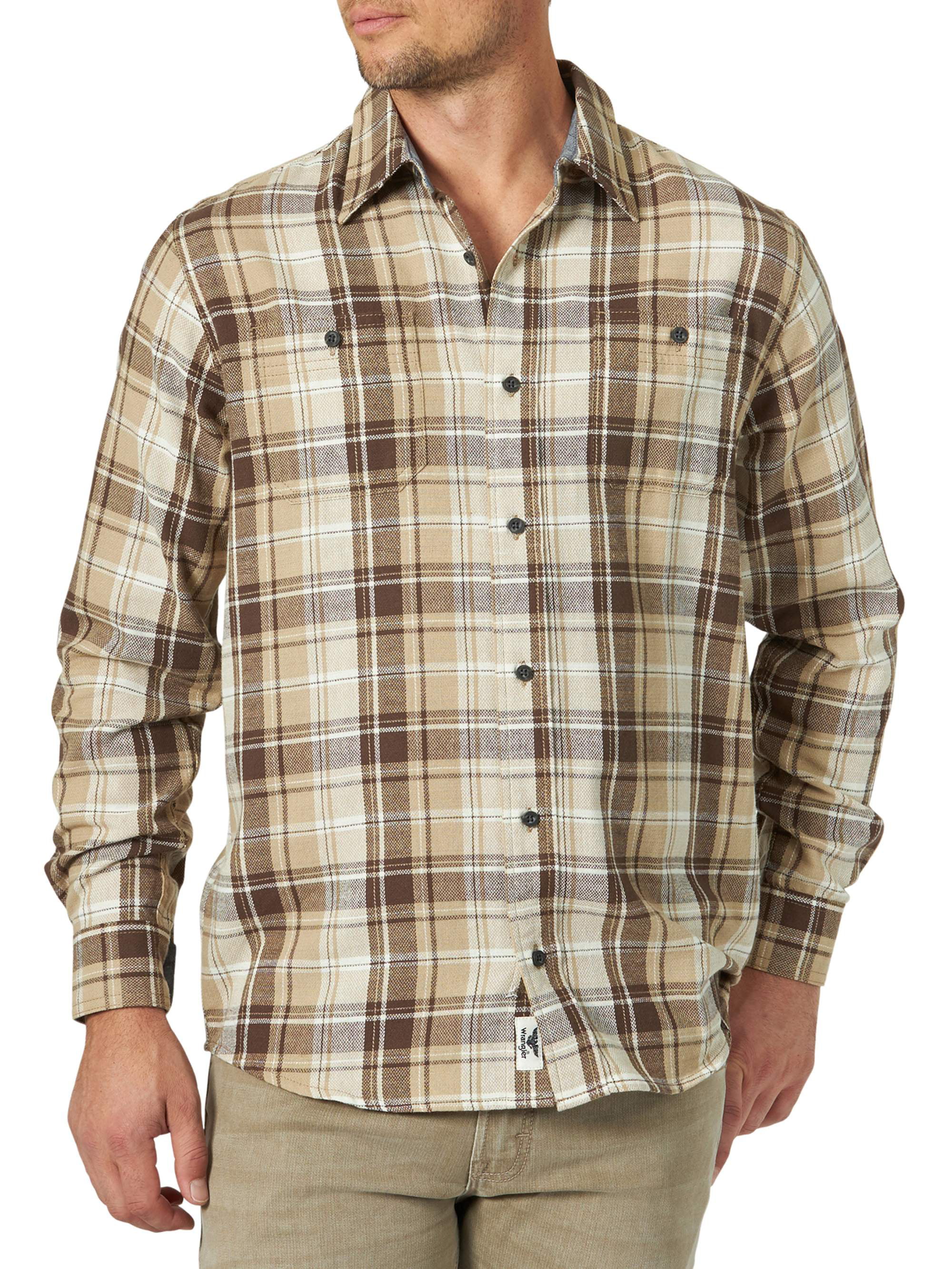 Wrangler Men's Wicking Long Sleeve Plaid Flannel Shirt 