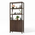 thumbnail image 4 of Ktaxon Fluted 6-Tier Bookshelf, 71" Modern Sturdy Bookcase with Storage Cabinet, Walnut, 4 of 17
