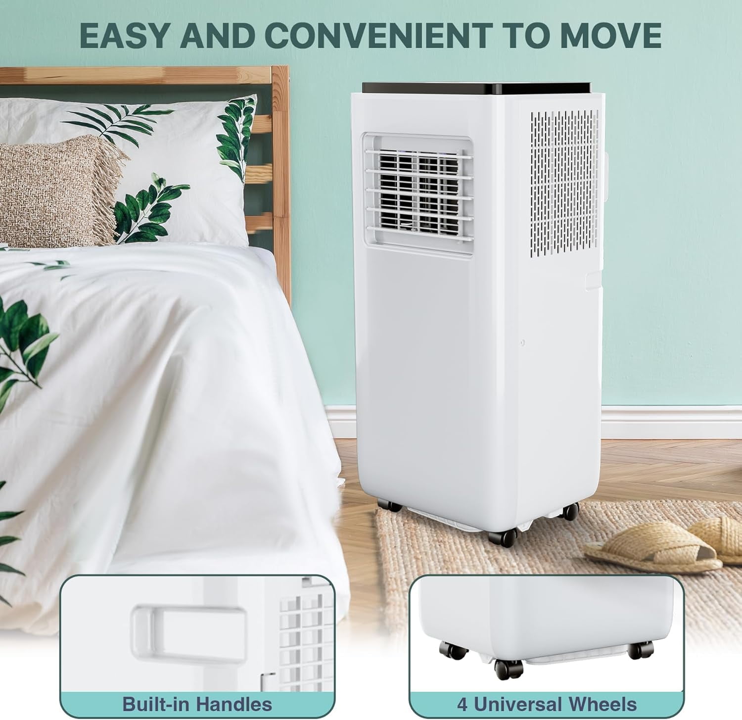 10000 BTU Portable Air Conditioner 3 - in - 1 Multifunctional Unit with Remote Control, Ideal for Cooling 450 Sq.Ft Areas in Homes and Offices, Compact Design with Easy Mobility