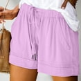 thumbnail image 3 of Womens Plus Size Shorts - 2025 Summer Beach Drawstring Shorts with Pockets, Loose Cute Vacation Trendy Clothes, Cotton, 3 of 6