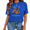 1-Blue, variant on UNISHE Women's Flower Market California Poppy Floral Letter Graphic Short Sleeve Crew Neck Daily Casual Wear Tops