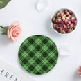 thumbnail image 4 of FMSHPON Green Black Check Plaid Set of 6 Round Coaster for Drinks, Absorbent Ceramic Stone Coasters Cup Mat with Cork Base for Home Kitchen Room Coffee Table Bar Decor, 4 of 6