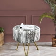 thumbnail image 2 of Home Soft Things Multi Jacquard Faux Fur Round Ottoman - Grey - 18" x 18" x 18", 2 of 7
